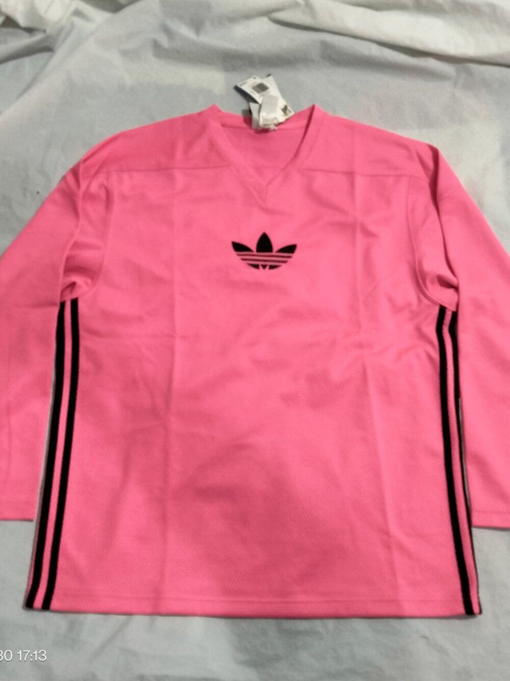 adidas Originals Adicolor Mesh Long Sleeve Shirt Mens Medium Lucid Pink Black JY